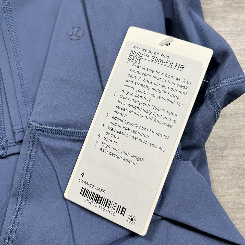 NWT Lululemon Skirt 4 Nulu Slim-Fit High-Rise‎ Iron Oasis Blue LW8AH0S Midi New - Picture 3 of 8